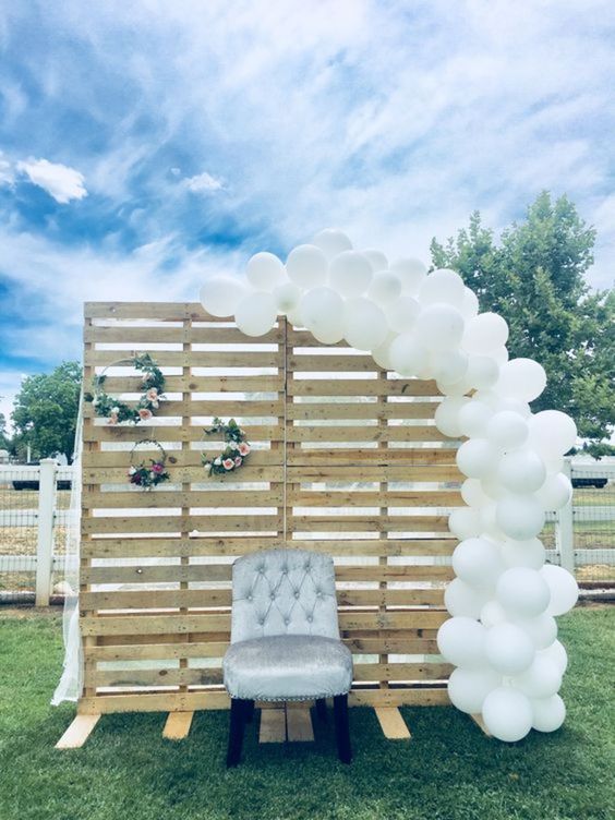 Rustic Pallet, Balloon And Flower Backdrop