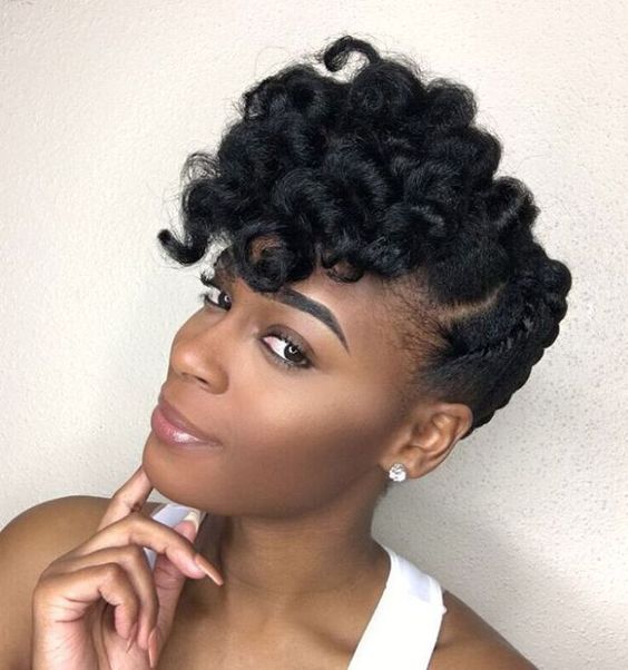 Side Cornrows Into High Updo And Forward Curly Bangs