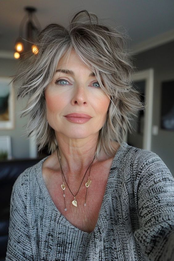 Silver Fox Layered Long Pixie