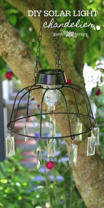 Solar Light Chandelier From Wire Planter