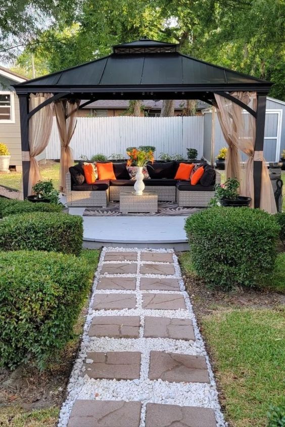 Solid Pyramid Roof Gazebo With Curtains