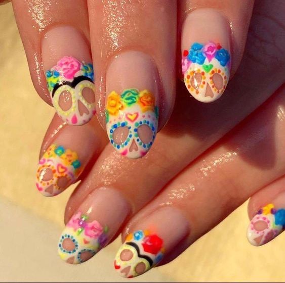 Sugar Skull French Tip