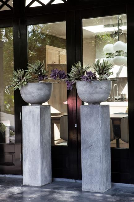 Tall COncrete Podium With Bowl Planters