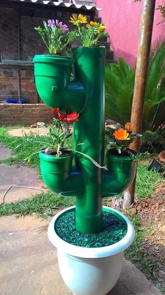 Tall Cactus Shaped Planter from PVC