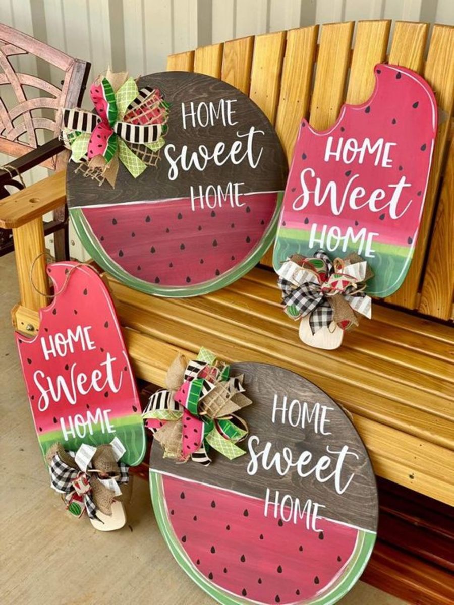 Watermelon Plank Porch Sign