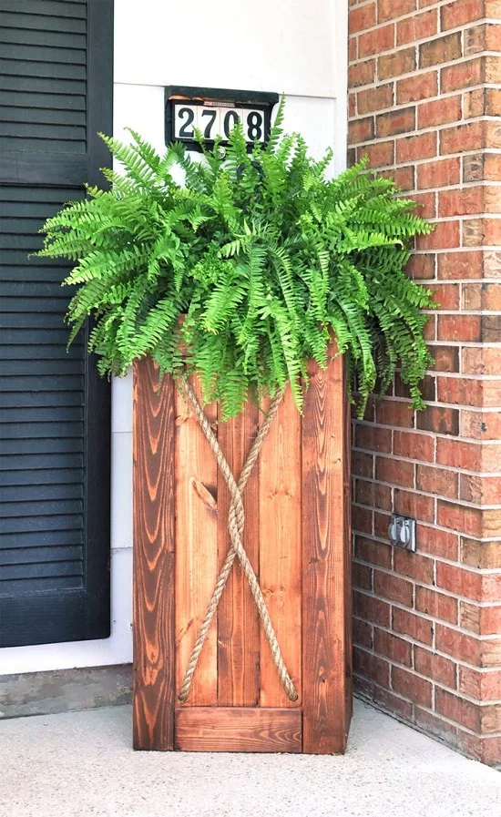 Wooden Planter Box With Rope