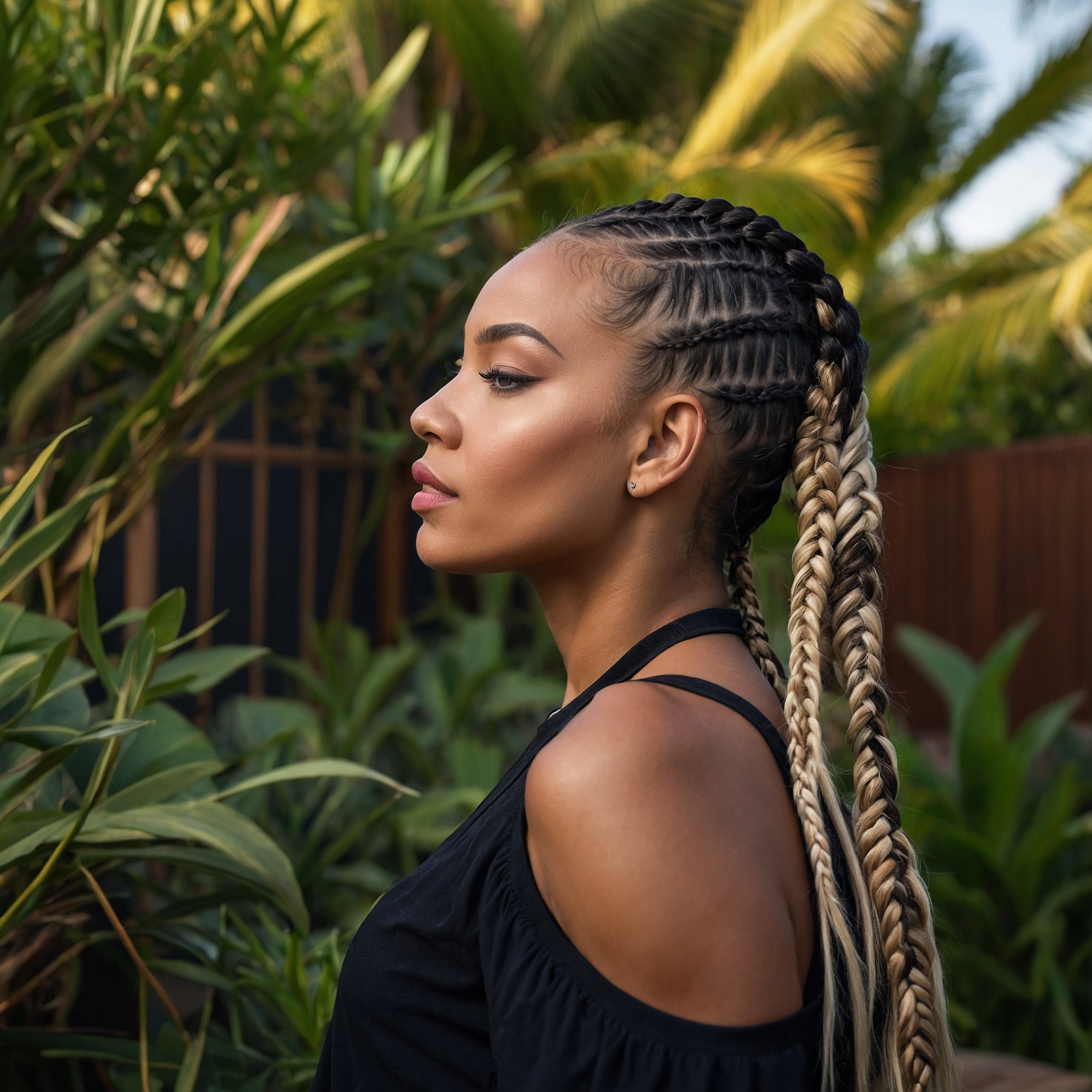 Cornrows And French Braids Ponytail