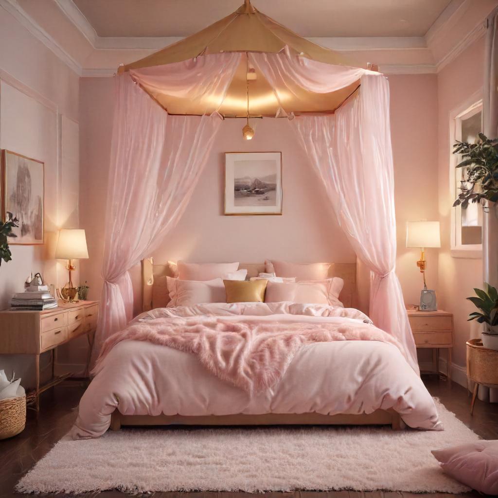 Cozy Pink And Gold Bedroom