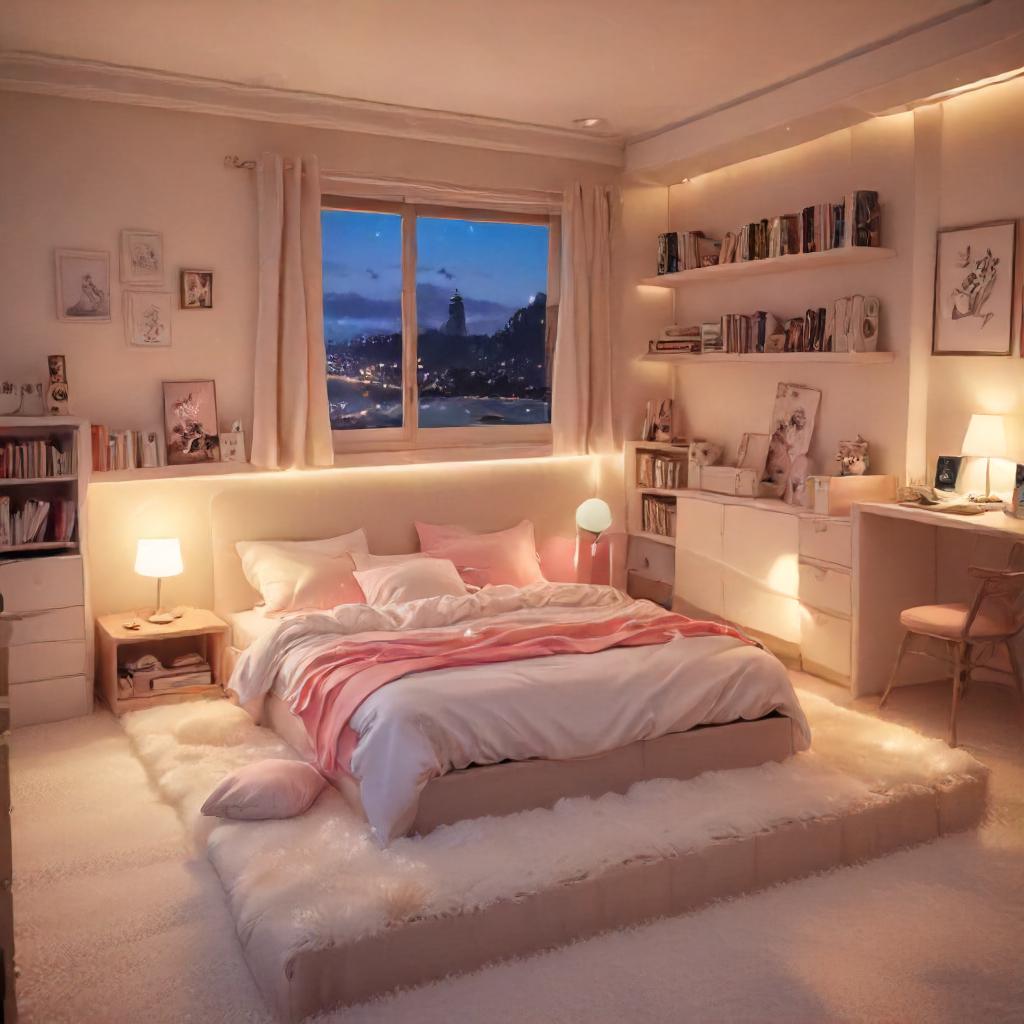 Cozy Plush Pink And White Bedroom
