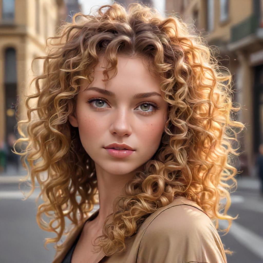 Curly Blonde Wth Caramel Highlights