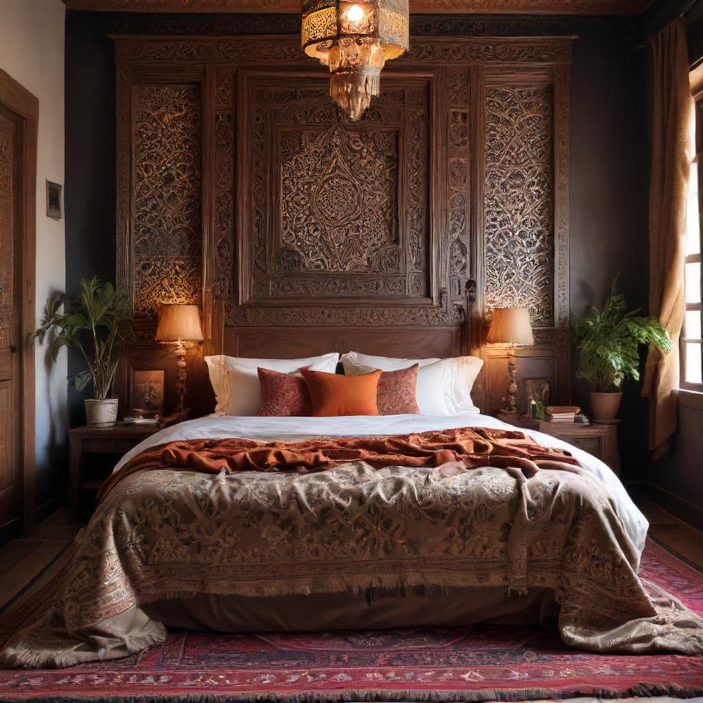 Dark Warm Tone Maroccan Style Bedroom