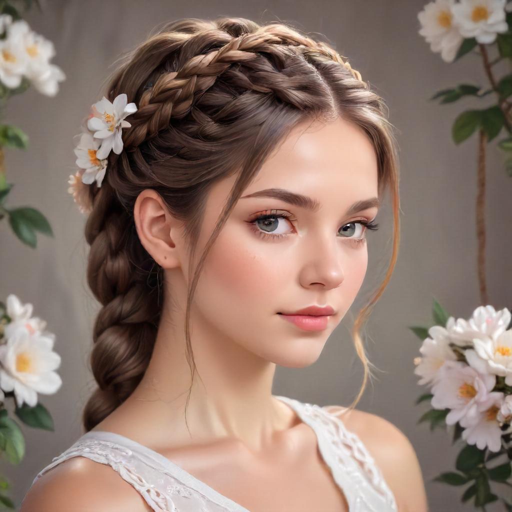 Double Fishtail Braid With Flowers