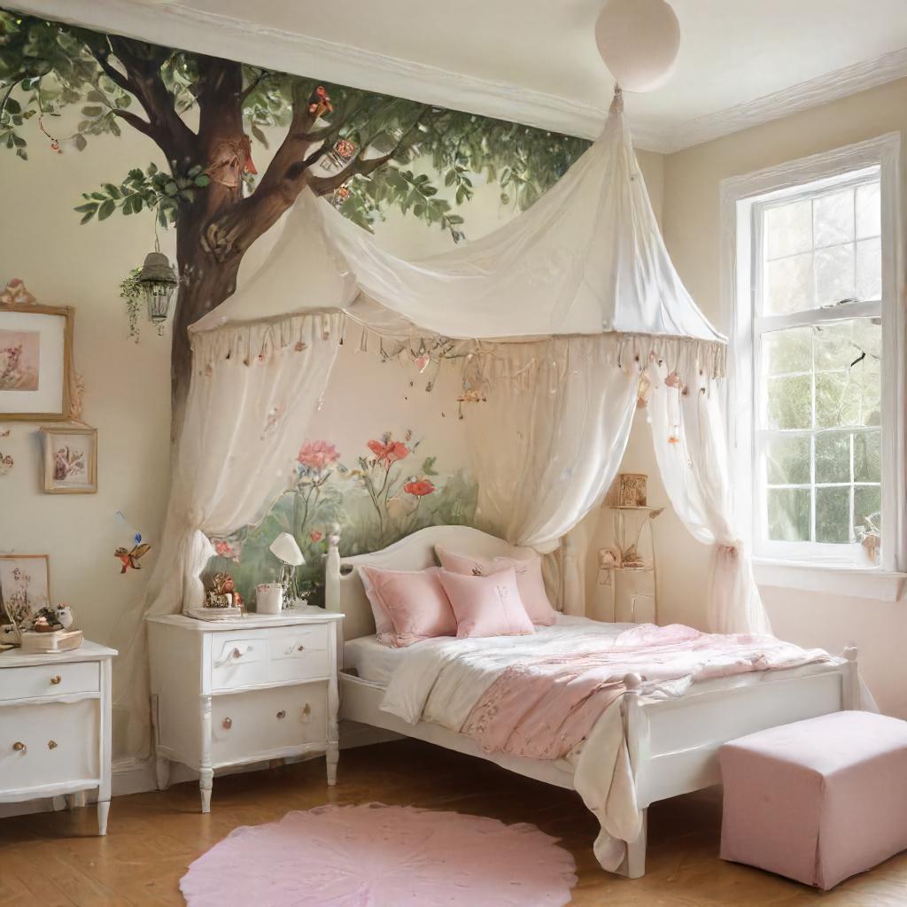 Fairy Style Kids Bedroom With Canopy Bed