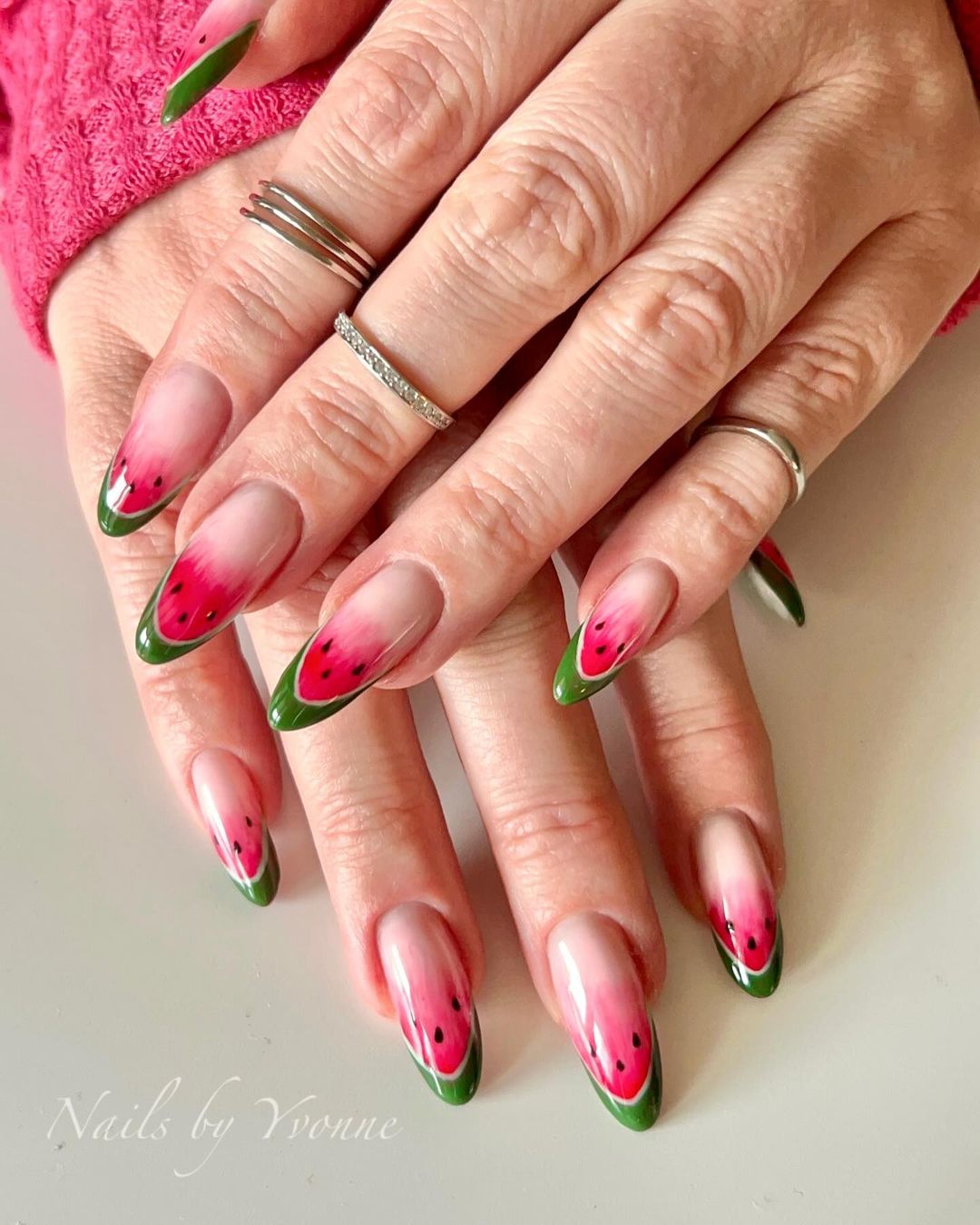 Green French Many And Red To Nude Ombre Watermelon
