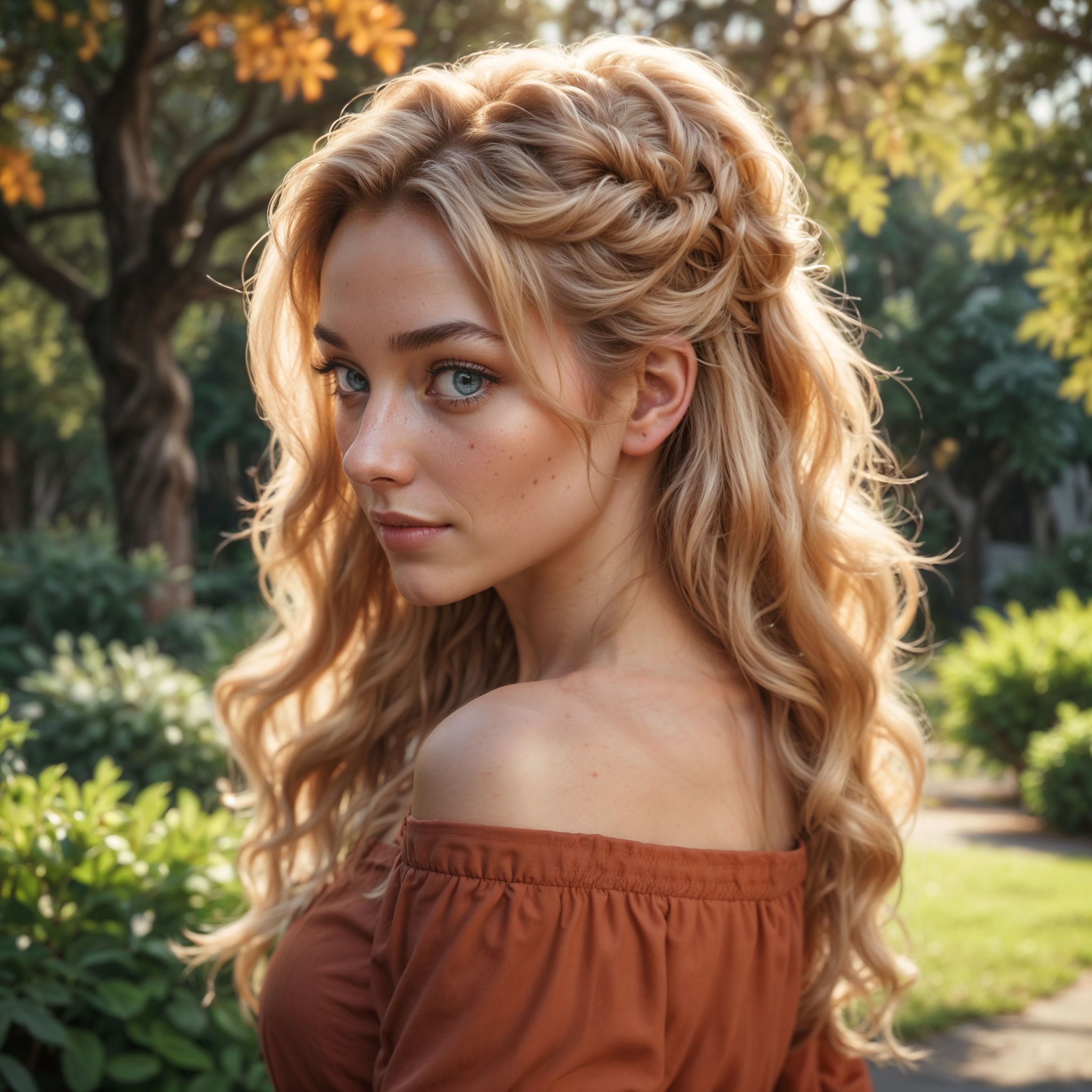 Half-up Half-Down Wavy Hair With Twisted Pinned Back Twost Braid