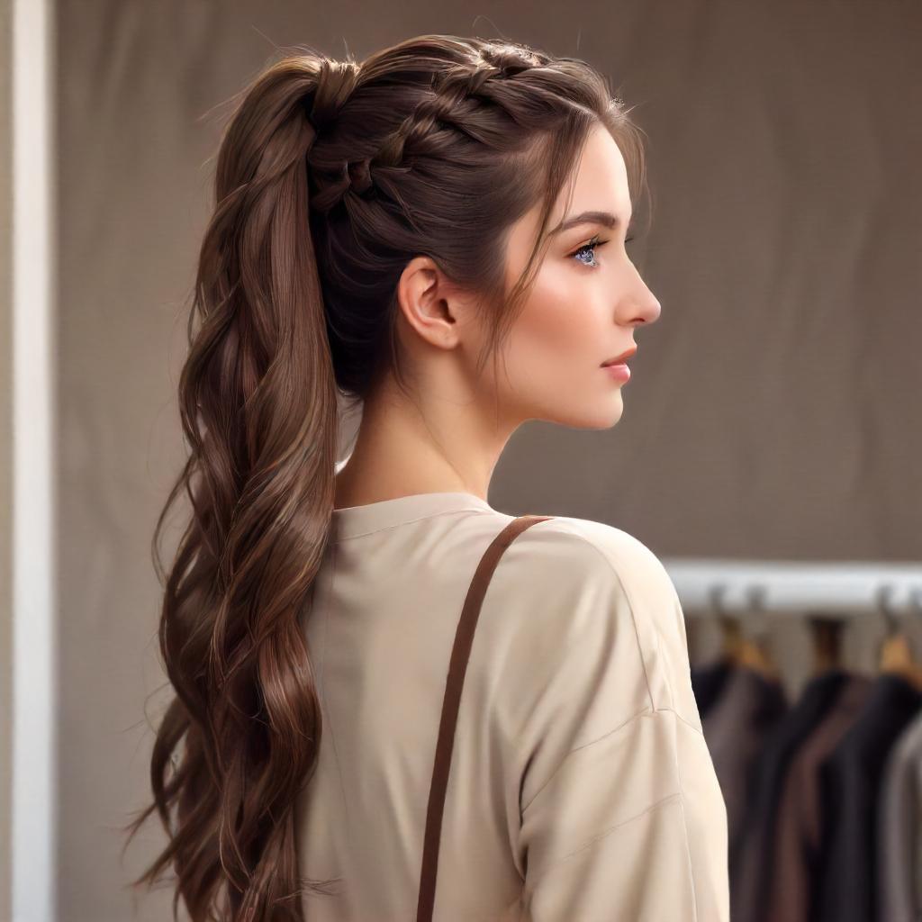 Halo Braid With High Ponytail