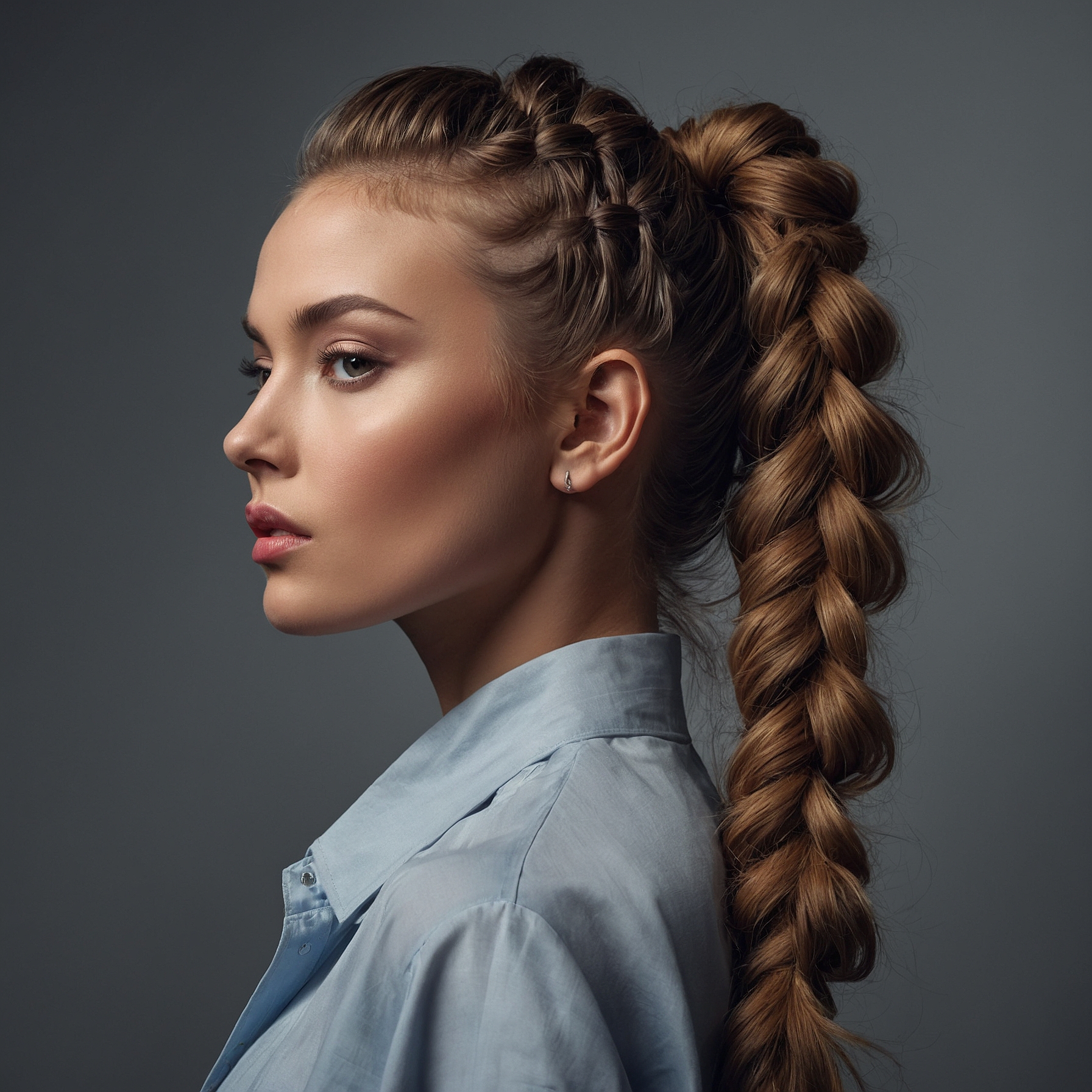 High Braided Ponytail With Braided Hairband