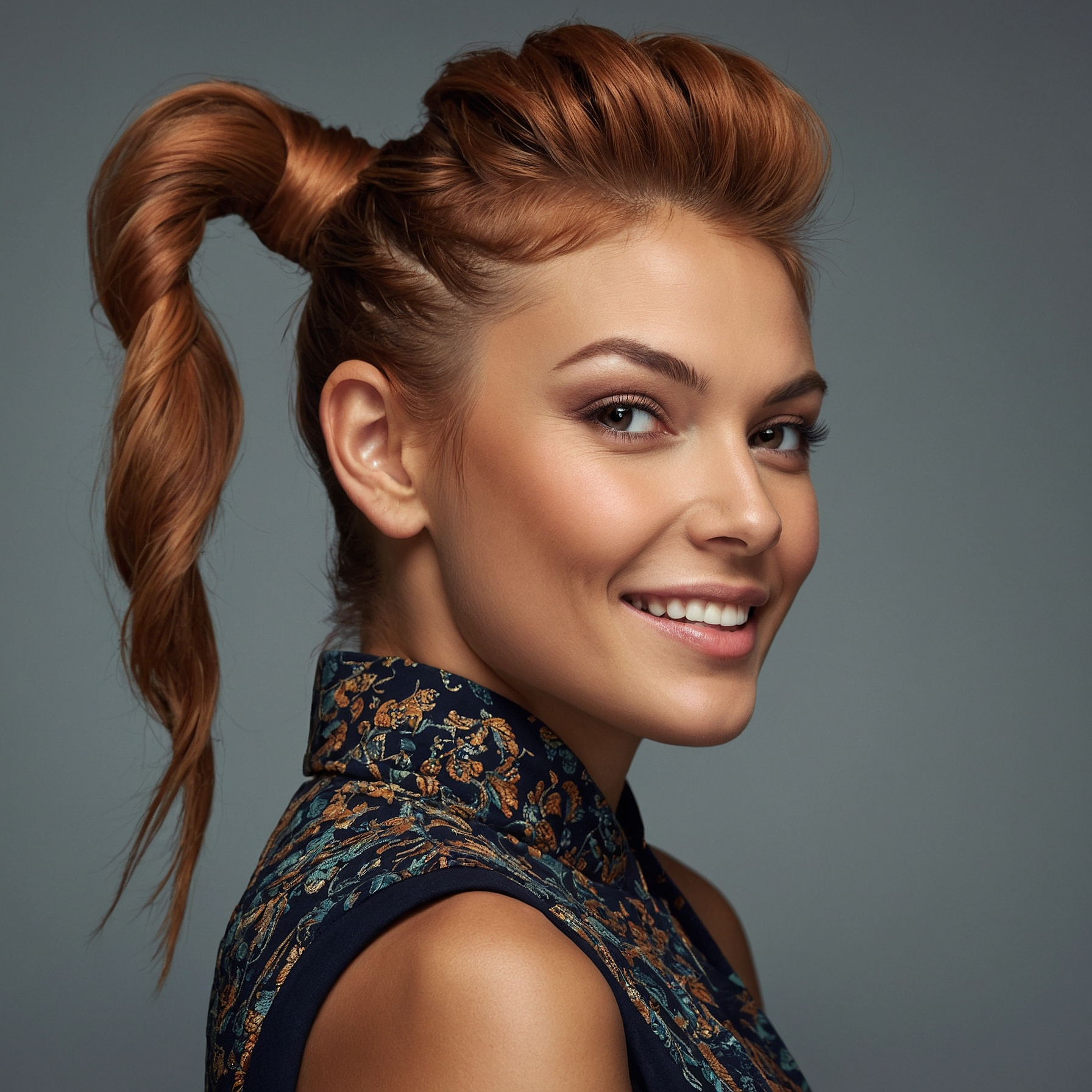 High Twist Ponytail With Pompadour