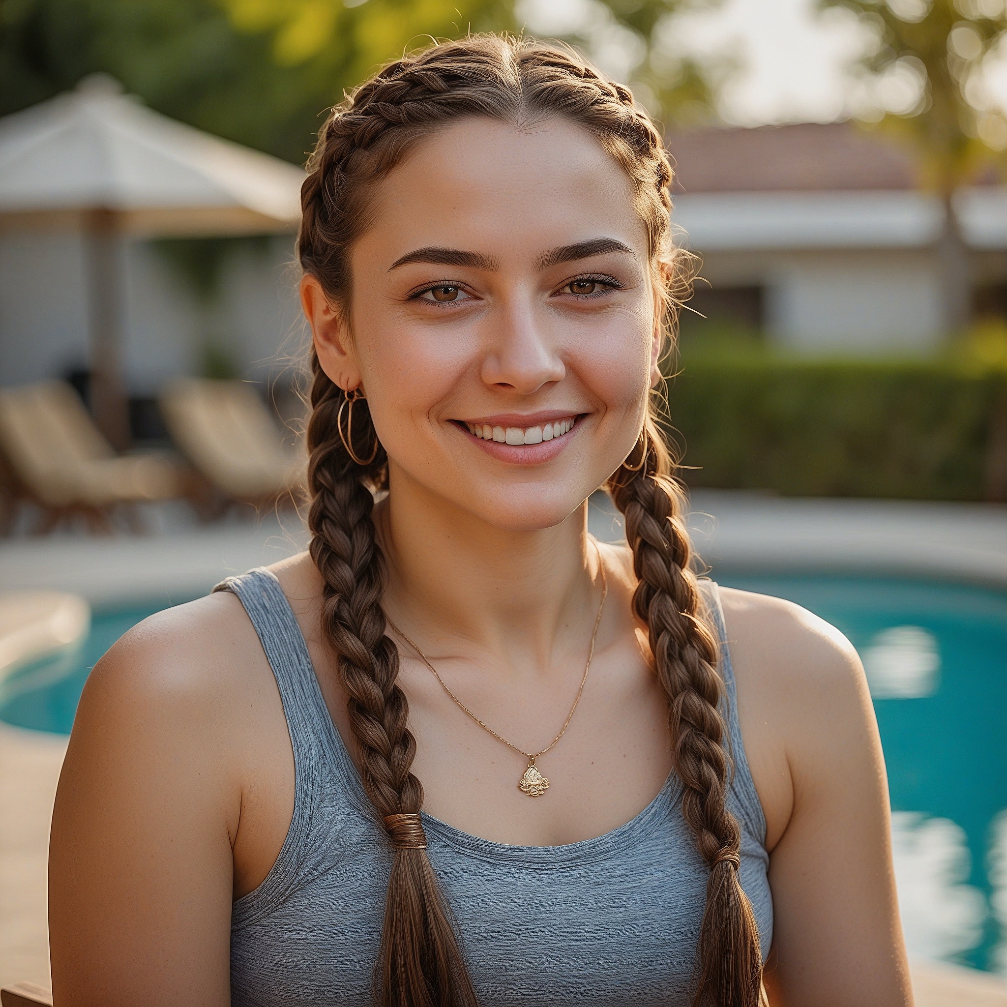 Inverted Side Braids Ending In Braided Pigtails