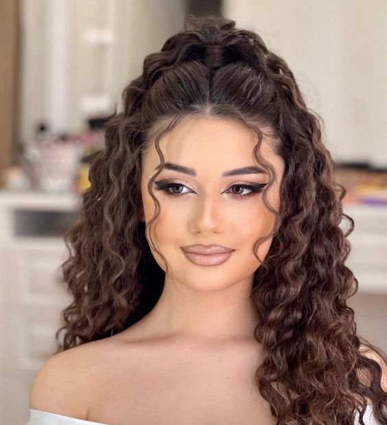 Middle Part Top Half Up Ponytail