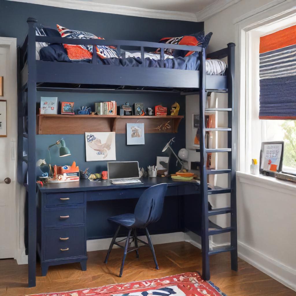 Navu Blue Loft Bed Boys Bedroom