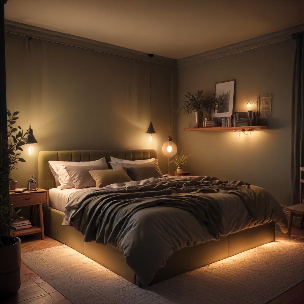 Olivi Drab Bedroom With Bed Lighting And