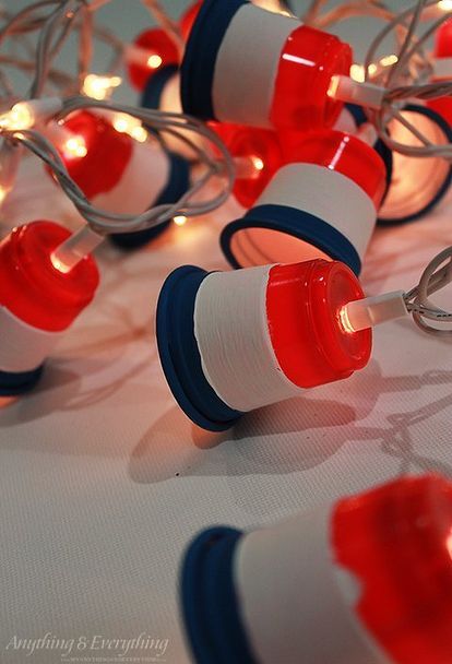 Red White And Blu Plastic Cup String Lights