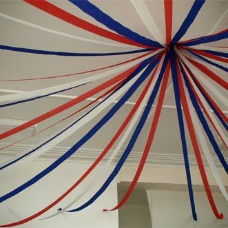 Red White And Blue Ribbon Ceiling Decoratioon