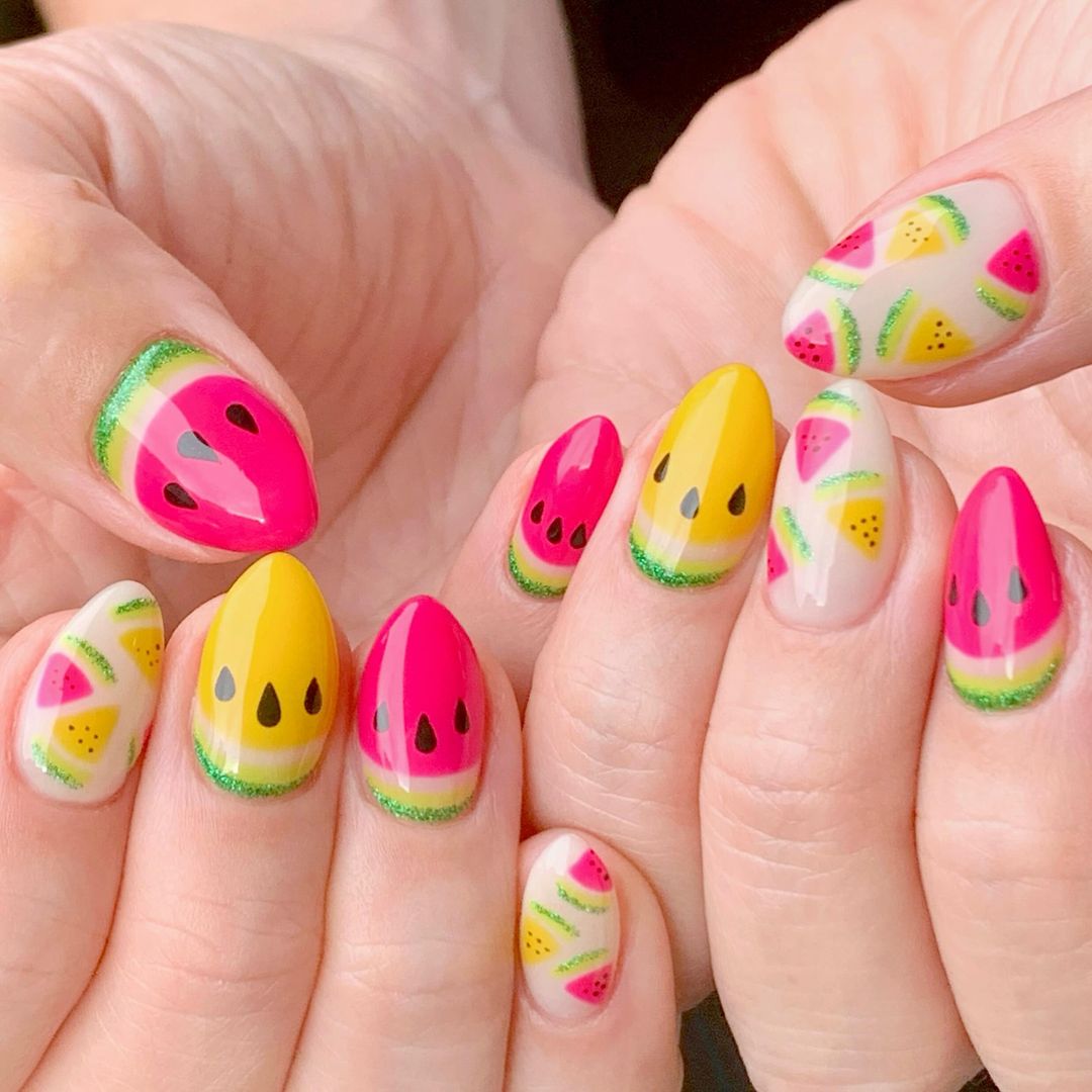 Red and Yellow Watermelon Design With Accent Watermelon Slices