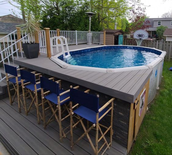 Resin Above-Ground Pool With Built-in Storage And Bar Seating