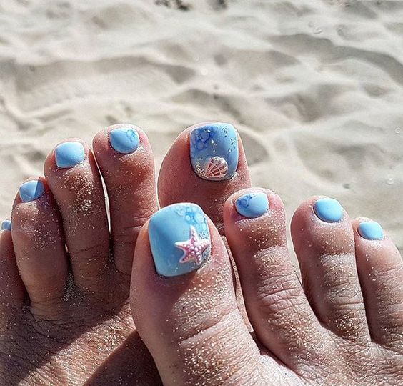 Sea Blue With Starfish Charm Toes