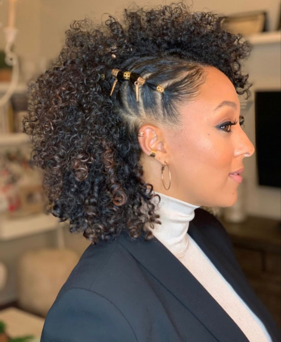 Short Curls With Hair Cuffs Tied Back Side