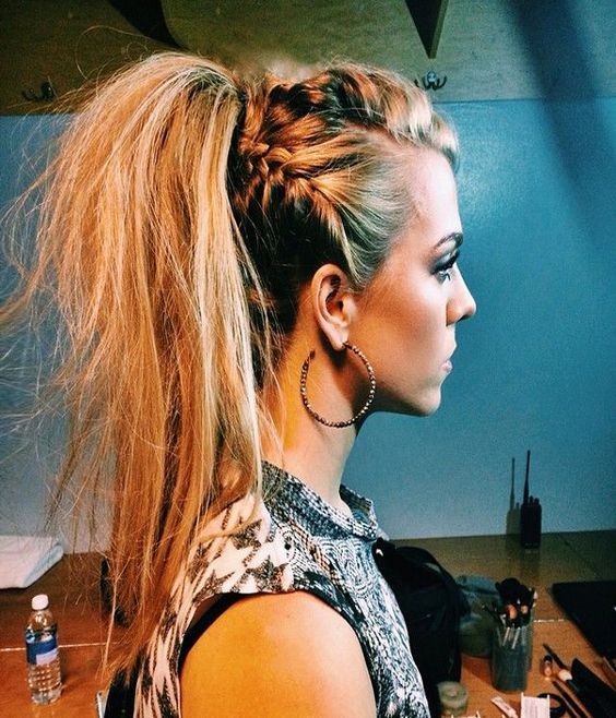 Side And Top Dutch Braids With High Messy Ponytail