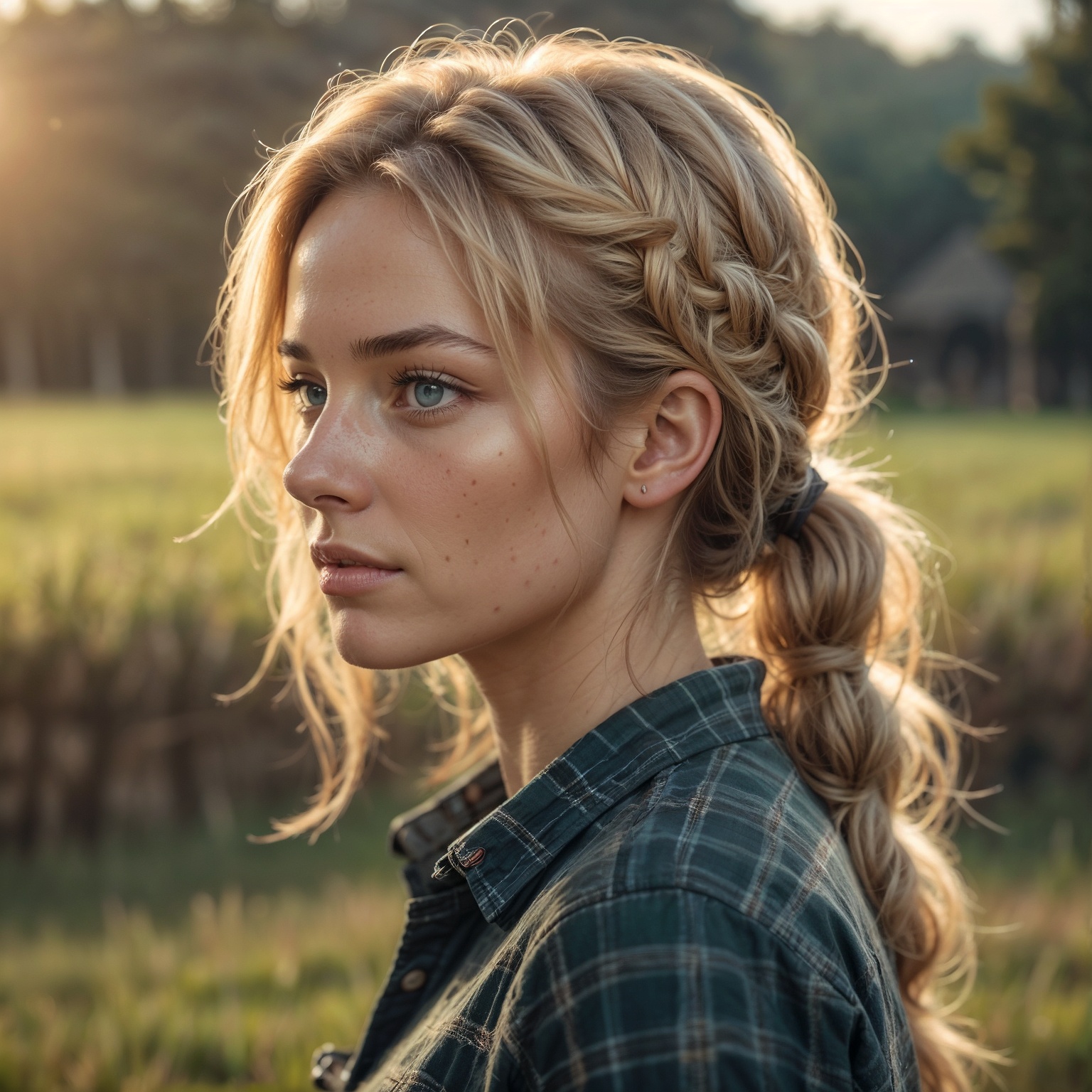 Side Braid With Messy Bubble Ponytail