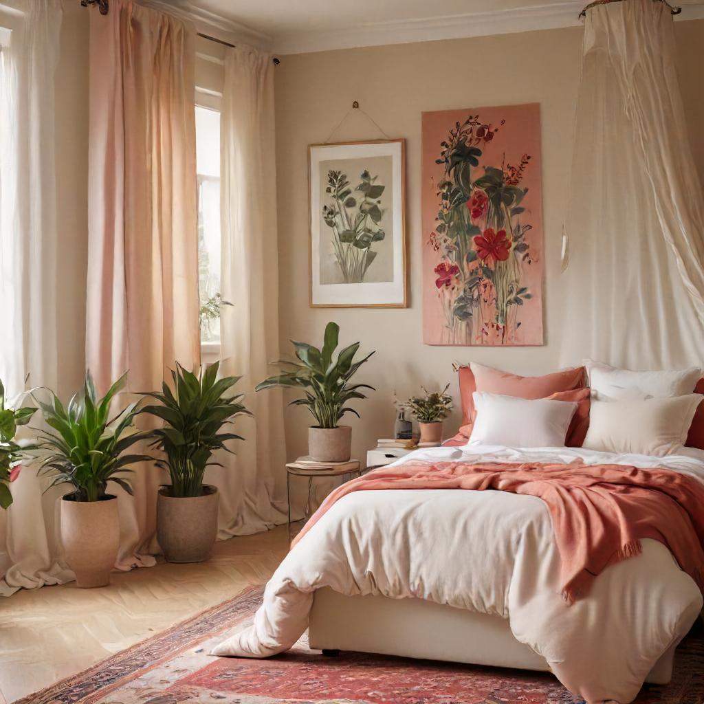 Soft Peach Colored Bedroom