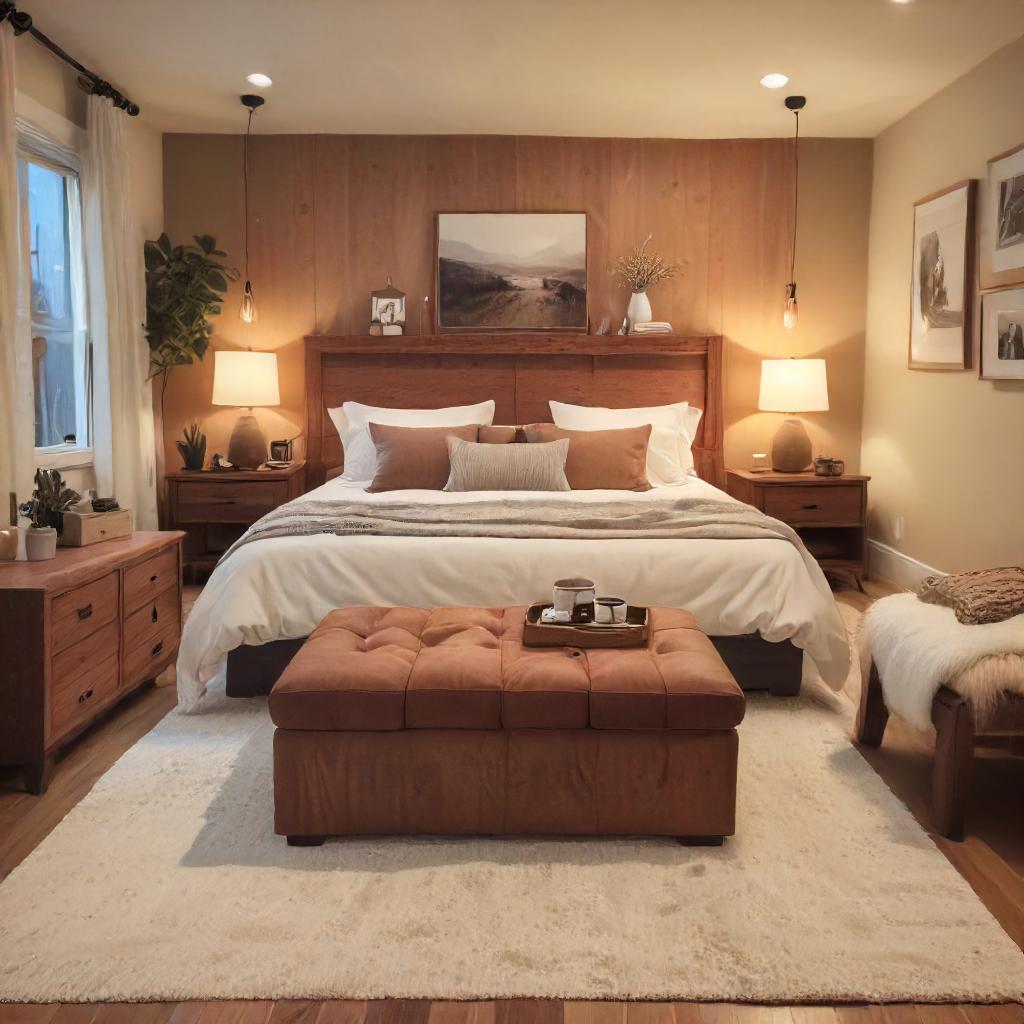 Warm Wood Braon Cozy Bedroom