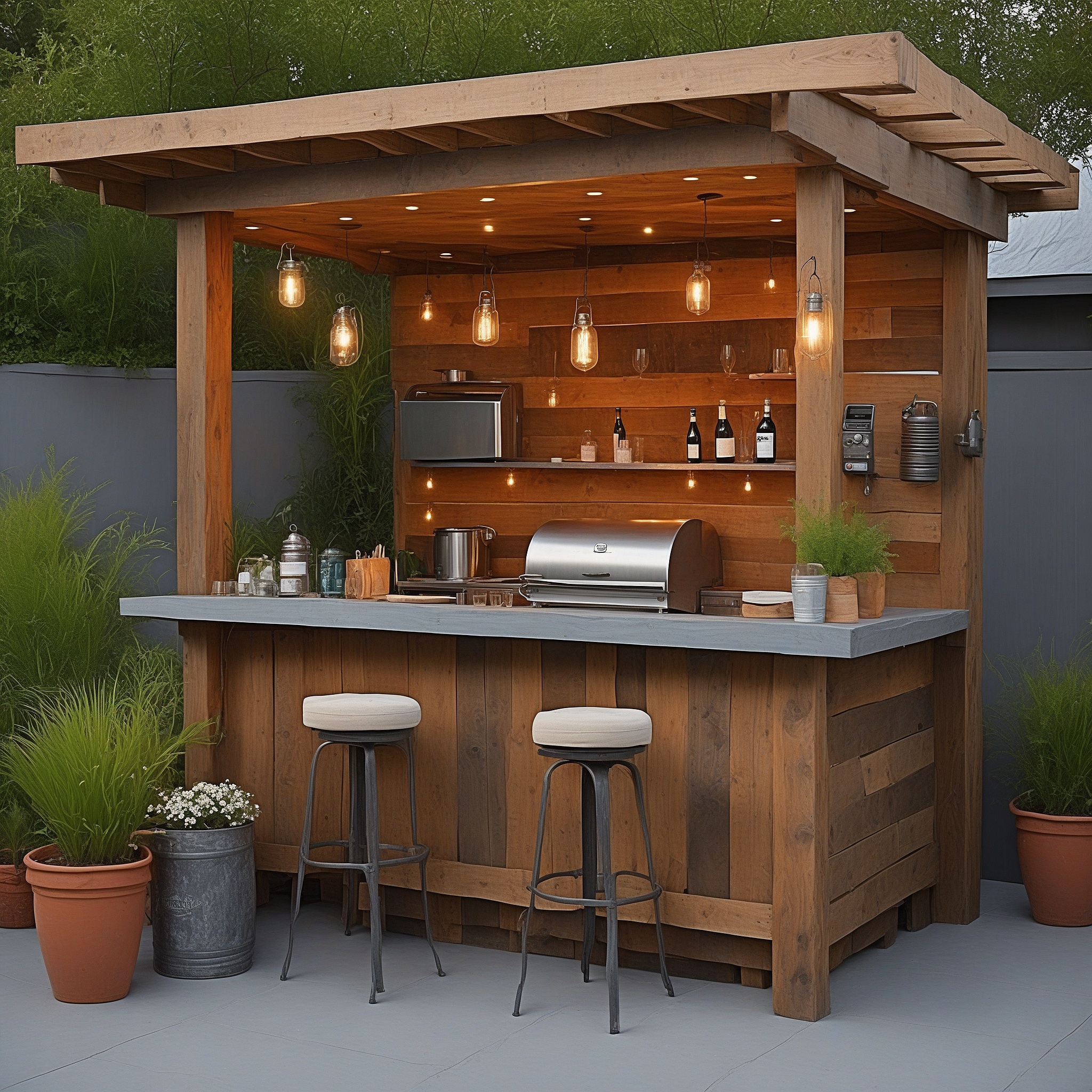 Wooden Pallet Bar and Grill Setup