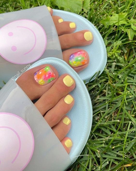 Yellow With Pastel Floral Accent