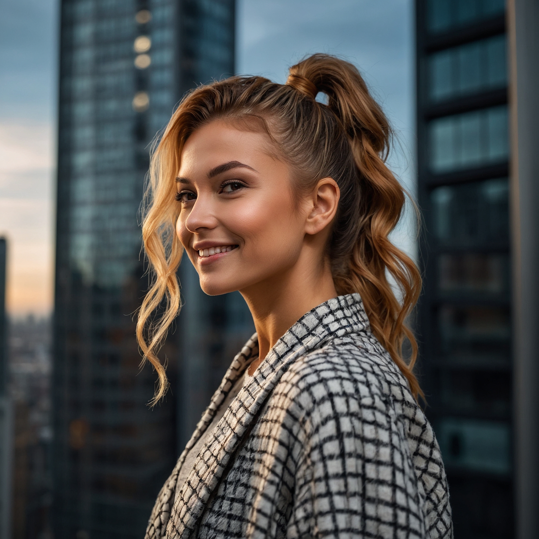 loose high Ponytail With Side Bangs