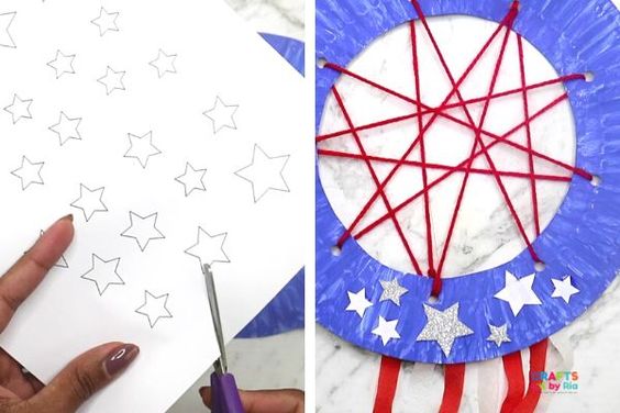 4th of July paper plate dream catcher