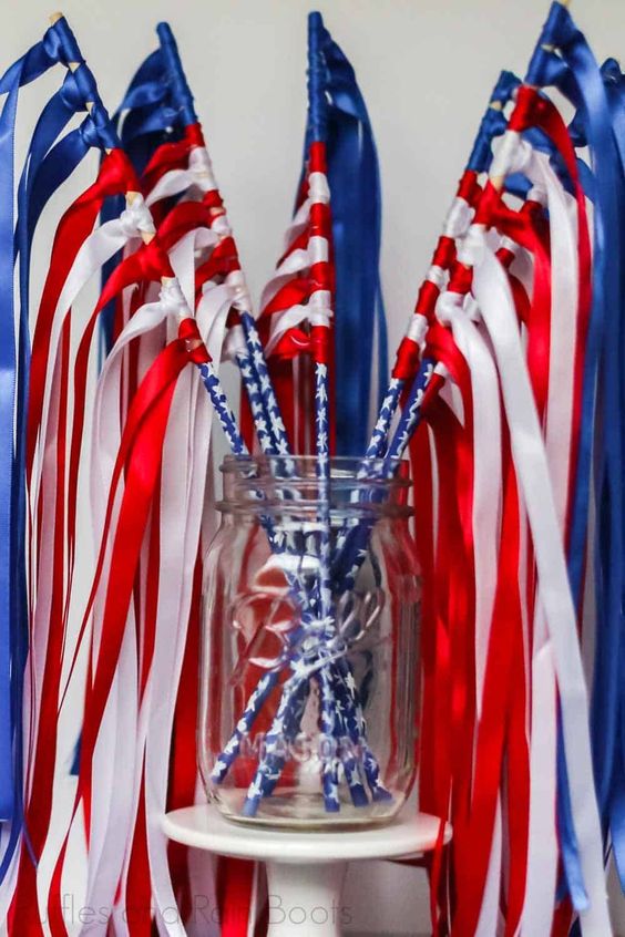 American Flag Ribbon Wands