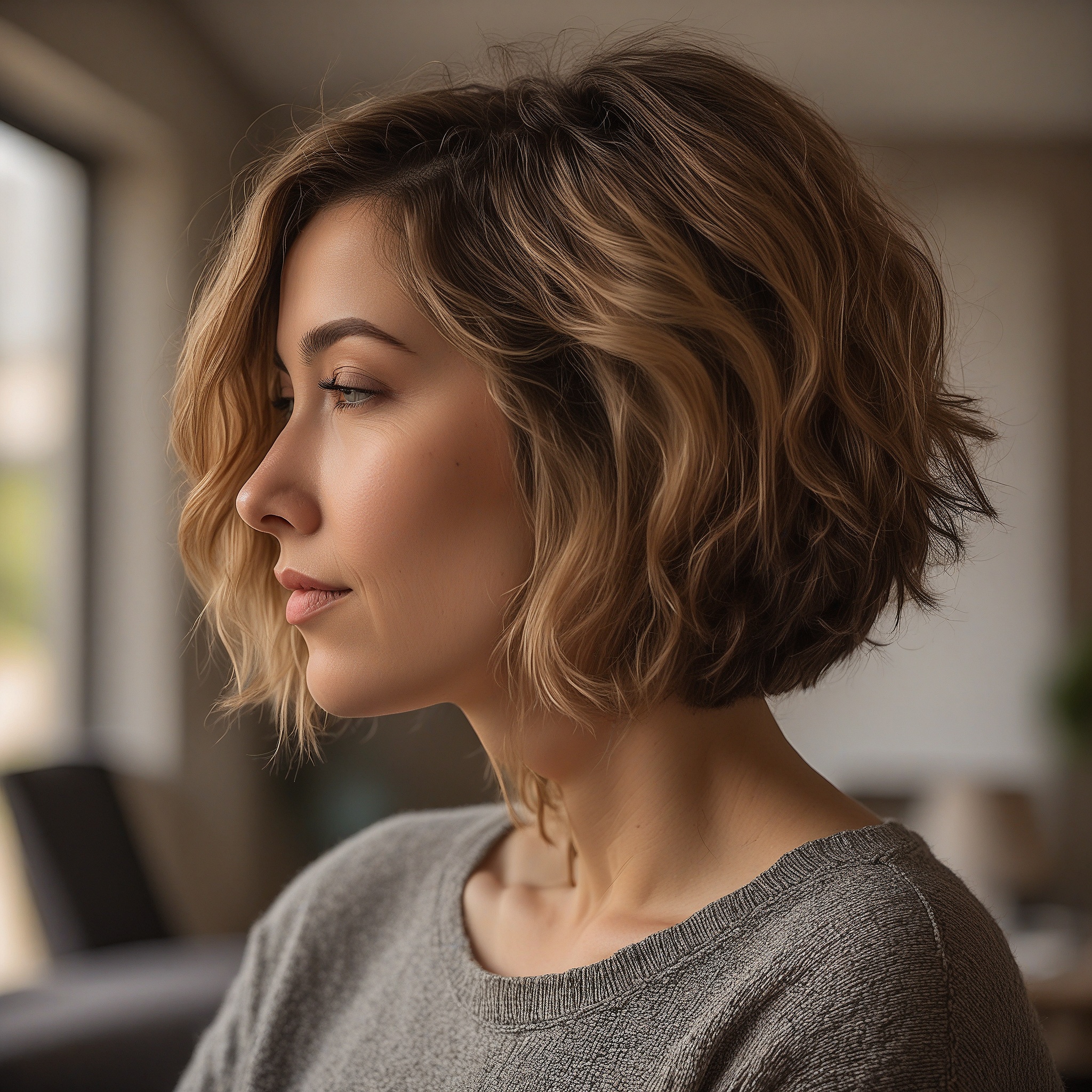 Ash Caramel Textured Bob