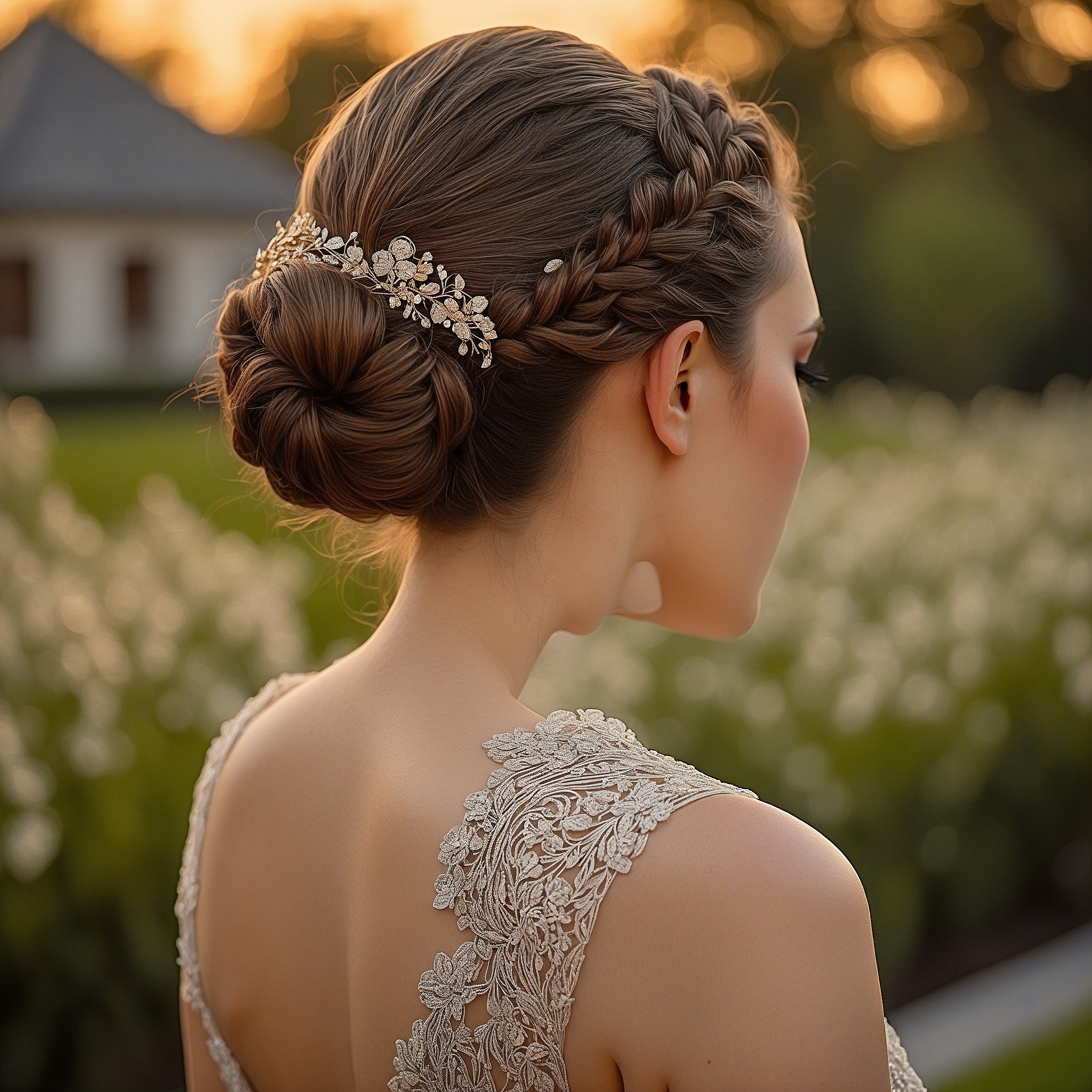 Braided Headband With Sliked Low Bun