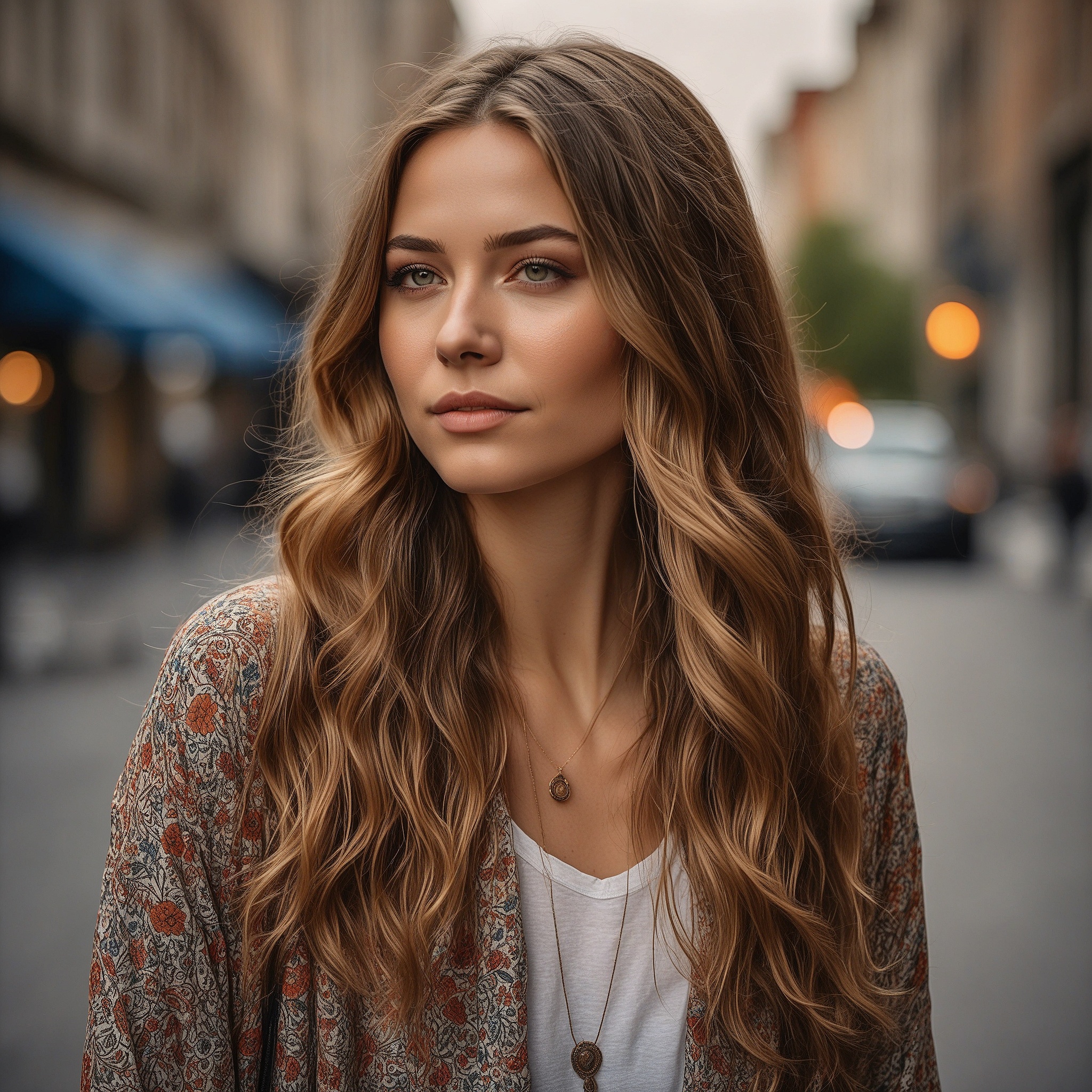 Caramel With Highlights With Soft Waves