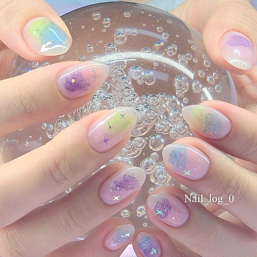 Clear Jelly Pastel Nails