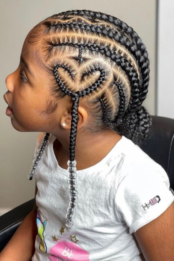 Cornrows With Heart Shape On The Side