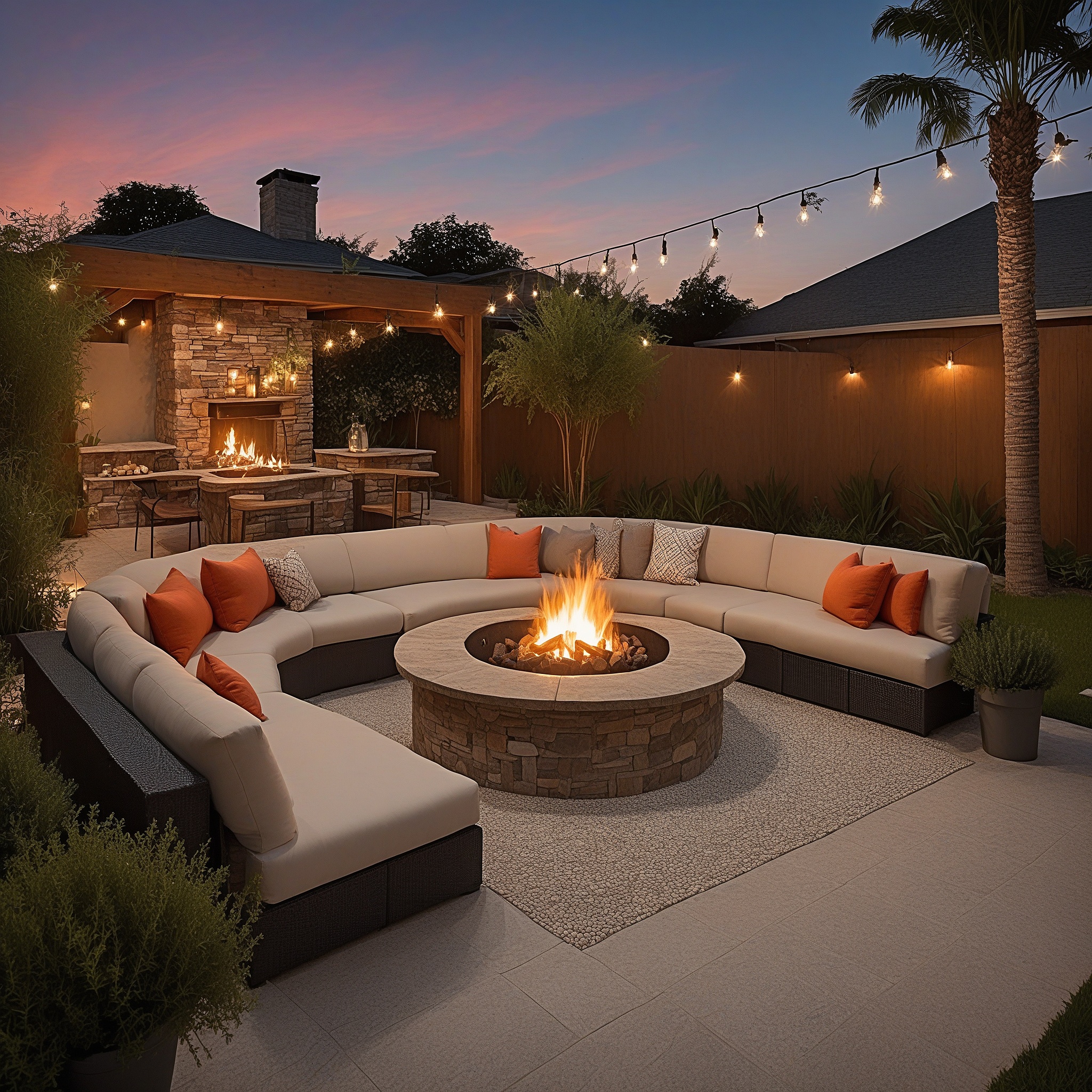 Cozy Furniture around a Fire Pit Area