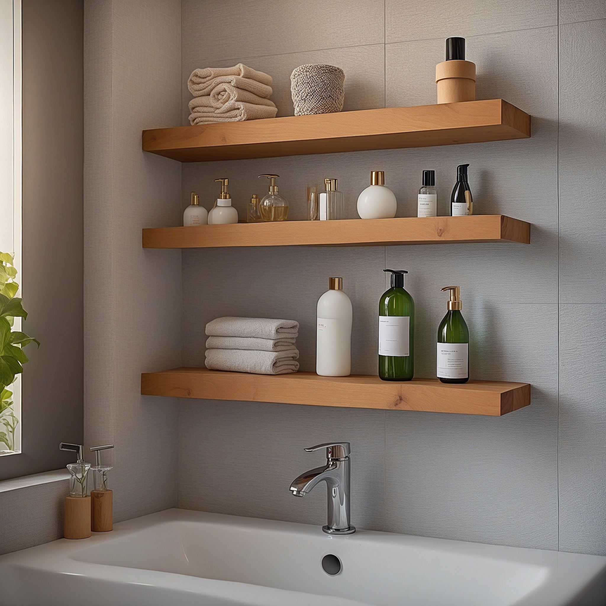 DIY Bathroom Floating Shelves