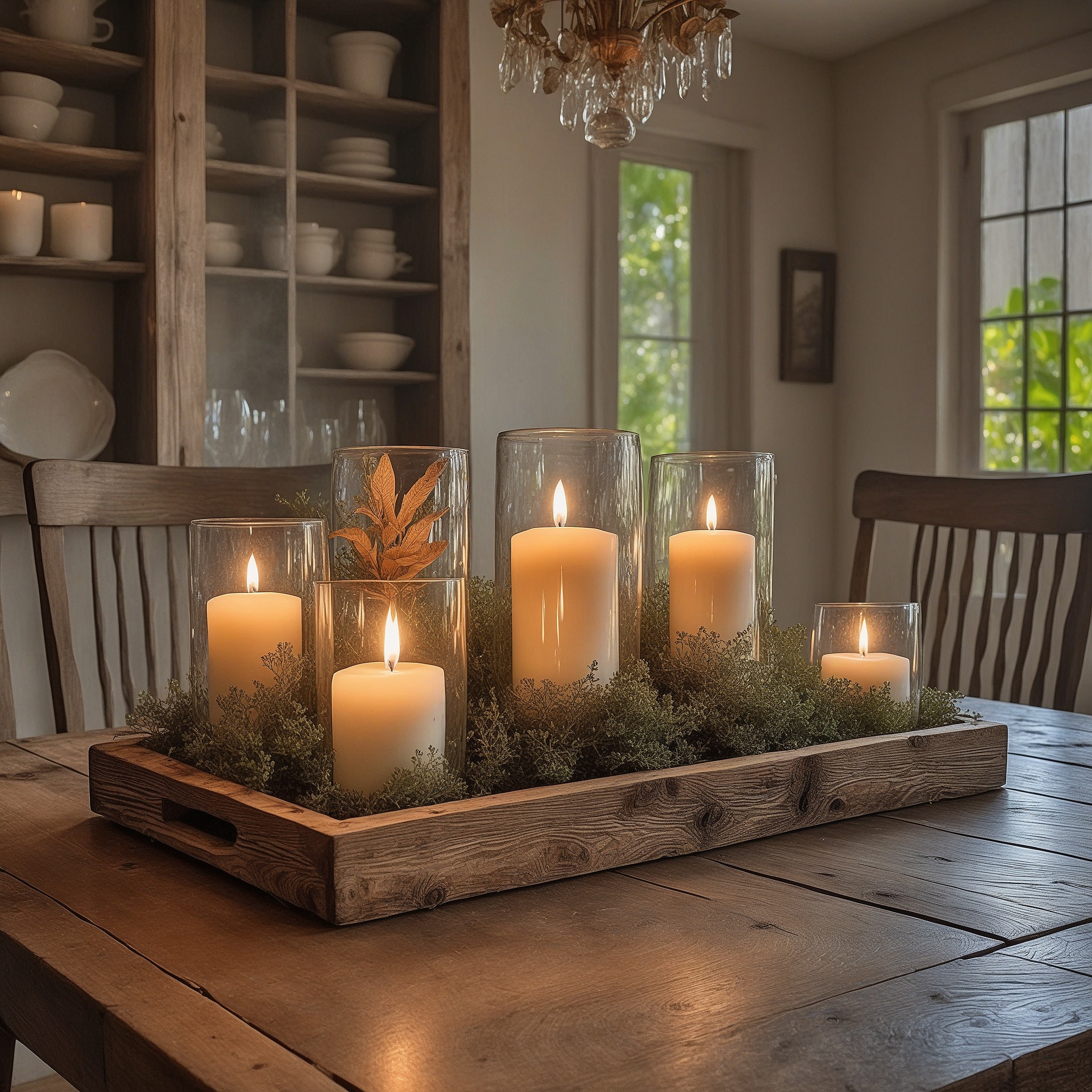 DIY Reclaimed Wood And Candles Rustic Centerpiece