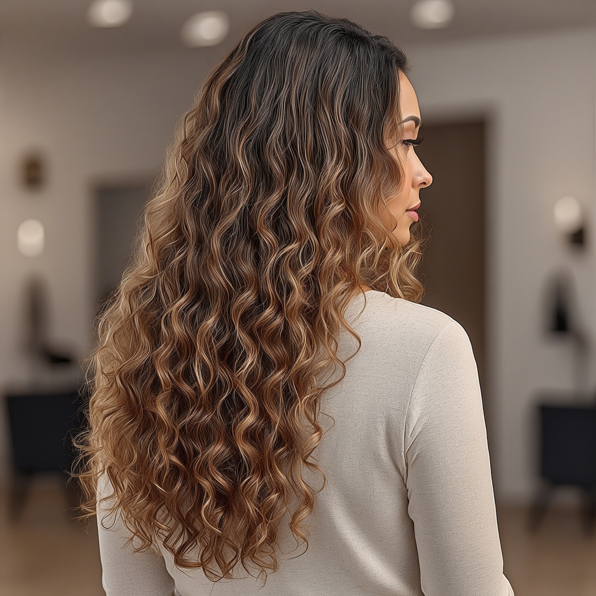 Darker Balayage Bronde Curls